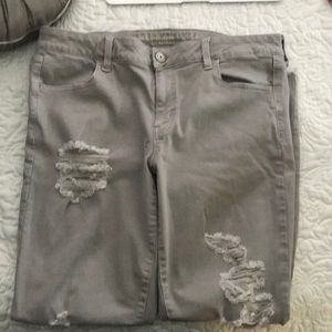 Grey American Eagle Super Stretch Skinny Jeans